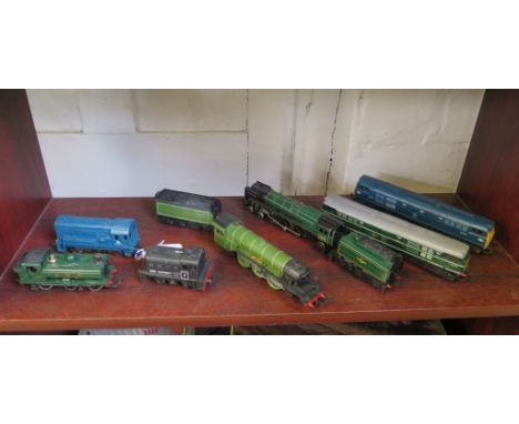 An OO gauge Triang 'Flying Scotsman' locomotive and tender, and other locomotives including Oliver Cromwell (BR), GWR 8751 ta