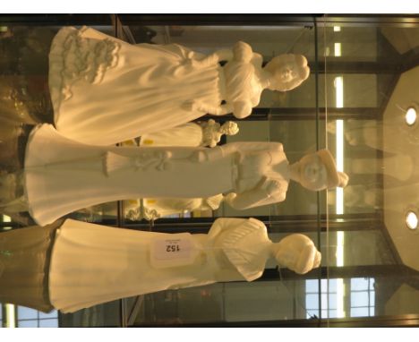 Three Royal Worcester figures modelled by Glenis Devereux: Morning, Afternoon and Evening 