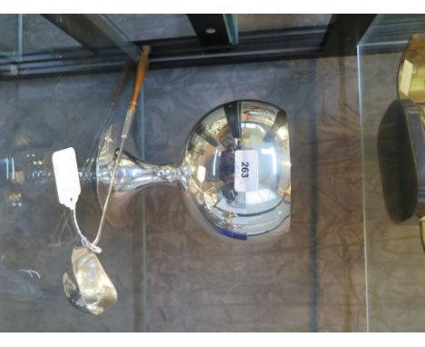 An ice bucket in the shape of a brandy glass together with a silver plated punch/toddy ladle with a turned wood handle (2) 