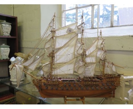 A scale model of the French fighting ship Le Superbe, 71 cm long 