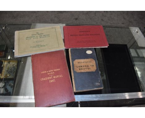 Railways. Gradient Diagrams. Four booklets; London to Bristol (undated); London &amp; South Western Railway Gradient Manual 1