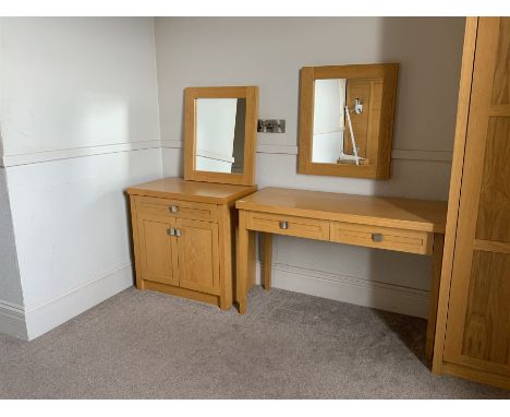 Light oak side table, matching side cabinet and two mirrors- LOT SUBJECT TO VAT ON THE HAMMER PRICE - To be collected by appo