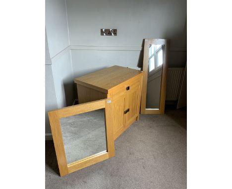 Light oak side cabinet and two wall mirrors- LOT SUBJECT TO VAT ON THE HAMMER PRICE - To be collected by appointment from The