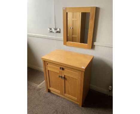 Light oak side cabinet and wall mirror- LOT SUBJECT TO VAT ON THE HAMMER PRICE - To be collected by appointment from The Amba