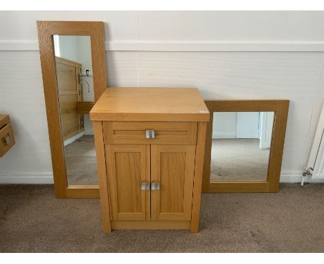 Light oak cabinet and two wall mirrors- LOT SUBJECT TO VAT ON THE HAMMER PRICE - To be collected by appointment from The Amba