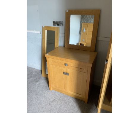 Light oak side cabinet, two wall mirrors - LOT SUBJECT TO VAT ON THE HAMMER PRICE - To be collected by appointment from The A