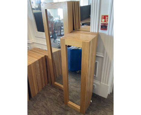 Four large and ten medium light oak rectangular wall mirrors- LOT SUBJECT TO VAT ON THE HAMMER PRICE - To be collected by app