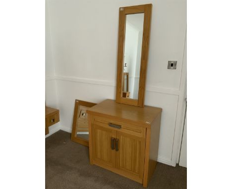 Light oak side cabinet and two wall mirrors- LOT SUBJECT TO VAT ON THE HAMMER PRICE - To be collected by appointment from The
