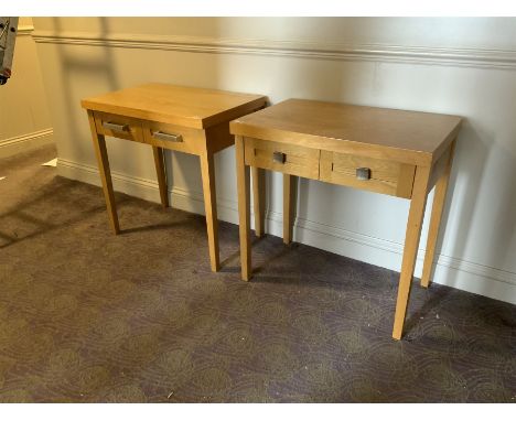 Two light oak two drawer side tables- LOT SUBJECT TO VAT ON THE HAMMER PRICE - To be collected by appointment from The Ambass