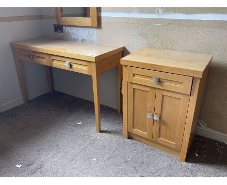 Light oak side table and matching side cabinet- LOT SUBJECT TO VAT ON THE HAMMER PRICE - To be collected by appointment from 