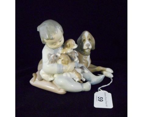 A Lladro 'New Playmate' figure group, number 5456, 11cm.