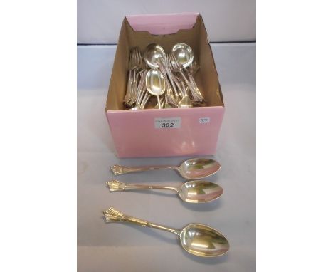 A quantity of silver plated flatware, to include: fork spoons and two small ladles.