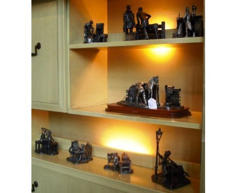 Eight white metal model ornaments from the Evergreen Collection, to include: Butcher, Printer, Clock Maker, Lamp Lighter, Chi