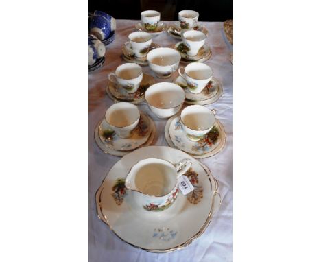 A Duchess bone china part-tea set, all carrying a hunting scene.