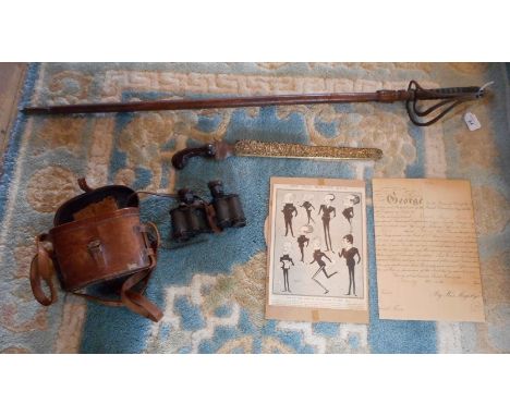 An interesting collection of items relating to Lieutenant H A P Howell, to include: Royal Artillery sword and scabbard, a Mid