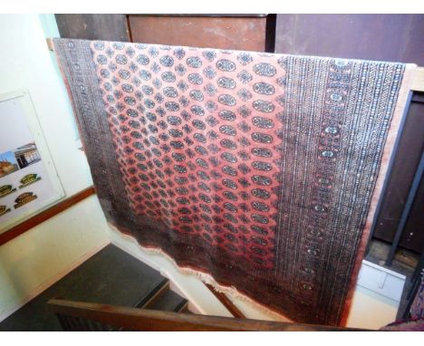 An Afghan Bokhara handmade tribal carpet of imposing proportions, 100% wool, the central panel a shaped rectangle with repeat