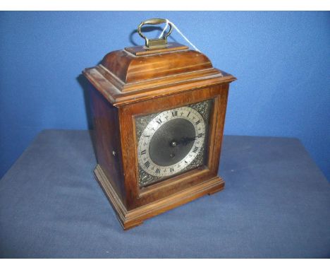 Mid 20th C walnut cased bracket clock in the 18th C style, brass dial with matted centre and silvered chapter ring movement s