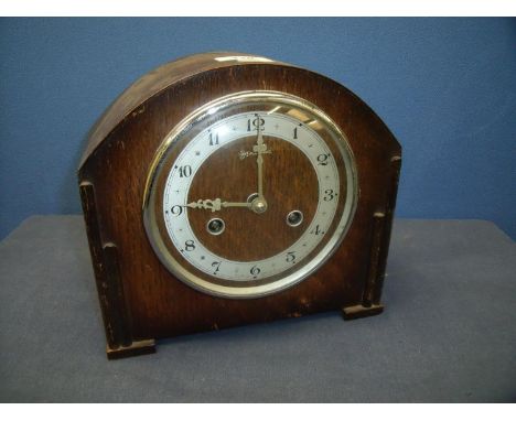 Interwar period oak cased Bentima striking mantel clock 