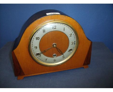 Mid 20th C walnut cased Bentima Westminster chiming mantel clock, movement stamped Perivale 