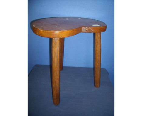 Yorkshire oak kidney shaped three legged 'Troutman' stool (height 40cm) 
