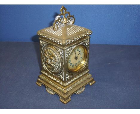 Early 20th C cast brass cased mantle clock with painted movement, manufactured by The British United Clock Company Ltd Birmin