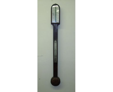 19th C mahogany cased stick barometer by I Cail Newcastle Upon Tyne 