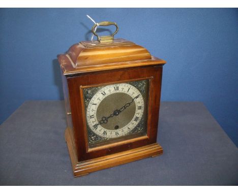 20th C mahogany cased bracket clock in the 18th C style, matted brass centre dial, silvered chapter ring movement, stamped Br