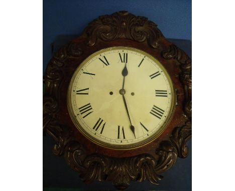 Victorian mahogany cased double fusee wall clock with a elaborately carved case and striking movement 