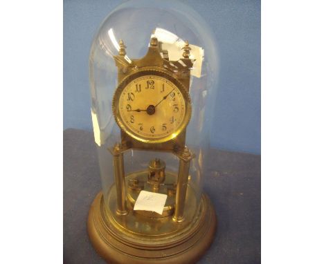 400 day brass clock under glass dome (dome A/F) (30cm high) 