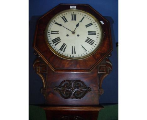 Walnut cased drop dial mantel clock with double fusee movement 