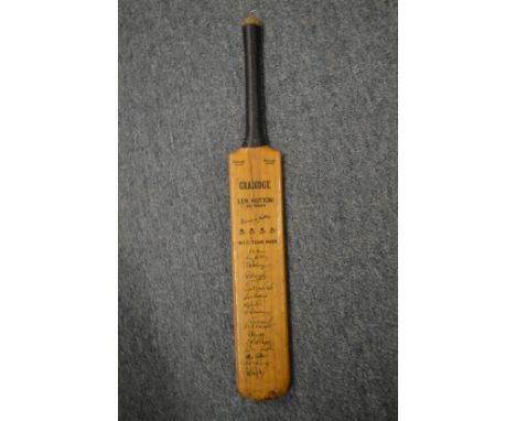 A Len Hutton autograph miniature cricket bat with facsimile signatures for the MCC team 1948-49.