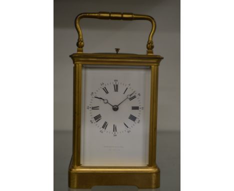 A good brass cased repeating carriage clock.