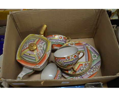 Colourful Japanese part tea service.