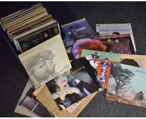 Vinyl Records - LPs including Pete Seeger, Joani Mitchell, Sonni & Cher, Madonna, Joan Baez, Bob Dylan, etc, qty