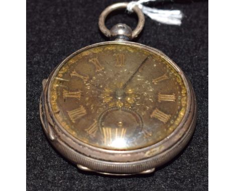 A silver hallmarked pocket watch, fusee movement, silvered face, London 1884