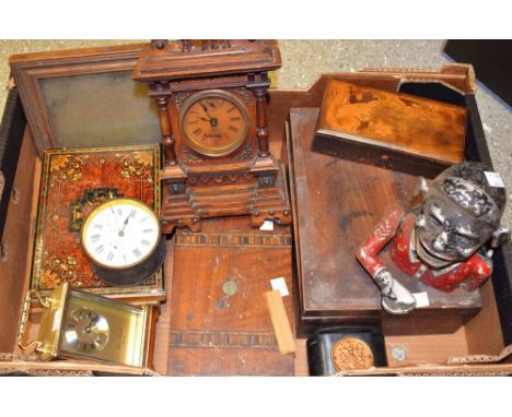 Boxes and objects - a jolly gentleman money box; post office savings bank; mantel clock; others; etc