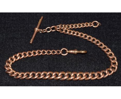 A 9ct rose gold albert chain with t-bar (45.4g)