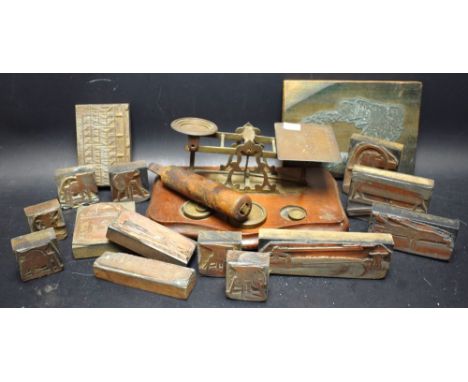 Boxes and Objects - Postal scales; agricultural print blocks