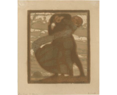 Schmoll von Eisenwerth, Karl -- "Im Winde". Farblithographie über graubrauner Tonplatte auf Bütten. 17,9 x 15 cm (Darstellung