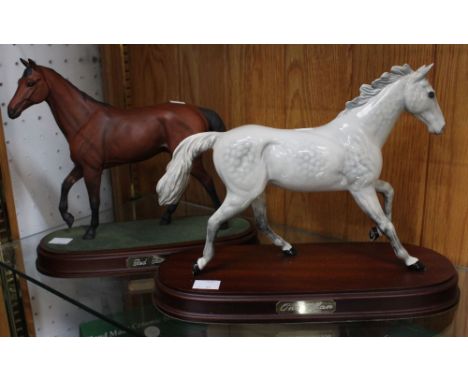 Horseracing : A Beswick ceramic model of racehorse "One Man" on wooden plinth together with another similar "Red Rum"