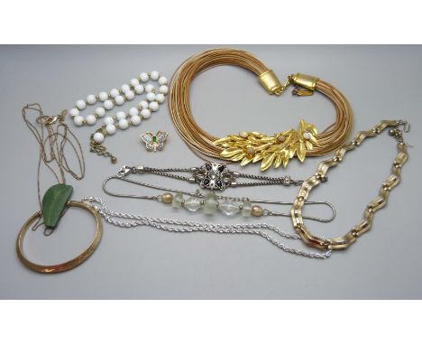A collection of costume jewellery including Trifari, Napier, Monet, Virginia Parissi, Dyrberg Kern and Oliver Bonas 