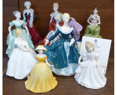 A collection of figures including Coalport Henrietta, Stunning in Black, Debutante Abbie, Royal Worcester Alexandra and Royal