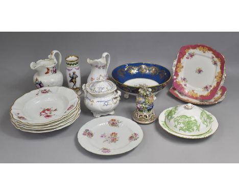 A Collection of Various 19th and 20th Century Ceramics to comprise Set of Four Porcelain Bowls with Rose Motif and Gilt Trim,