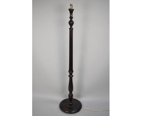 A Modern Mahogany Standard Lamp with Reeded Support, No Shade 