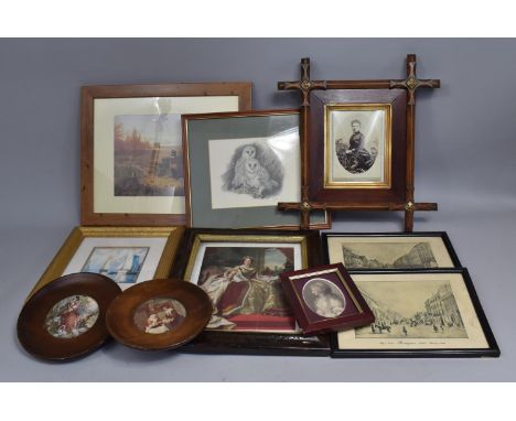 A Collection of Various Pictures and Prints to comprise Pair of Reproduction Silhouette Portrait Miniatures 