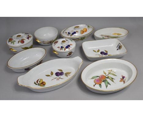 A Collection of Various Royal Worcester Evesham Lidded Tureens, Oval Dishes Etc 