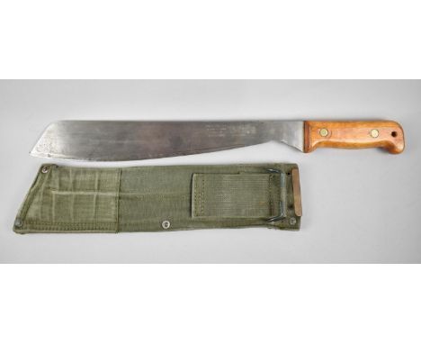 A WWII Period British Machete, Stamped Martindale, Birmingham No II with Canvas Sheath 