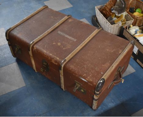 A Vintage Wooden Mounted Travelling Trunk 