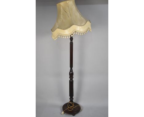 A Mid 20th Century Standard Lamp and Shade with Reeded Support 