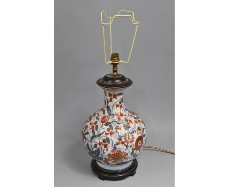 An Oriental Vase Shaped Table Lamp, No Shade 